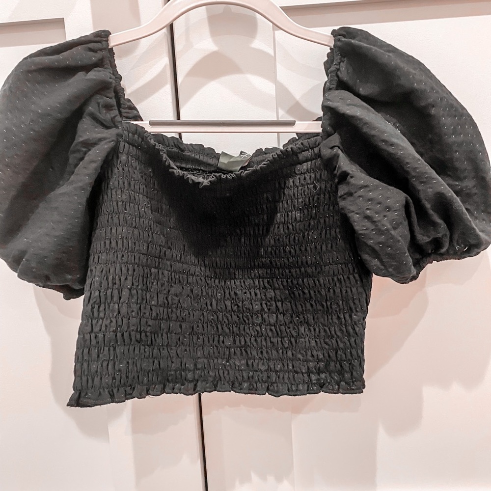 Smocked Puff Sleeve Crop Top- NEVER WORN